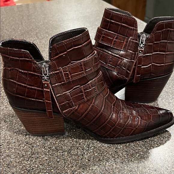 Sam Edelman Dark Brown Crocodile Western Windsor Boots Size 8 - Picture 5 of 10
